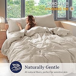 Shilucheng 100% Linen Queen Duvet Cover Set, Luxury