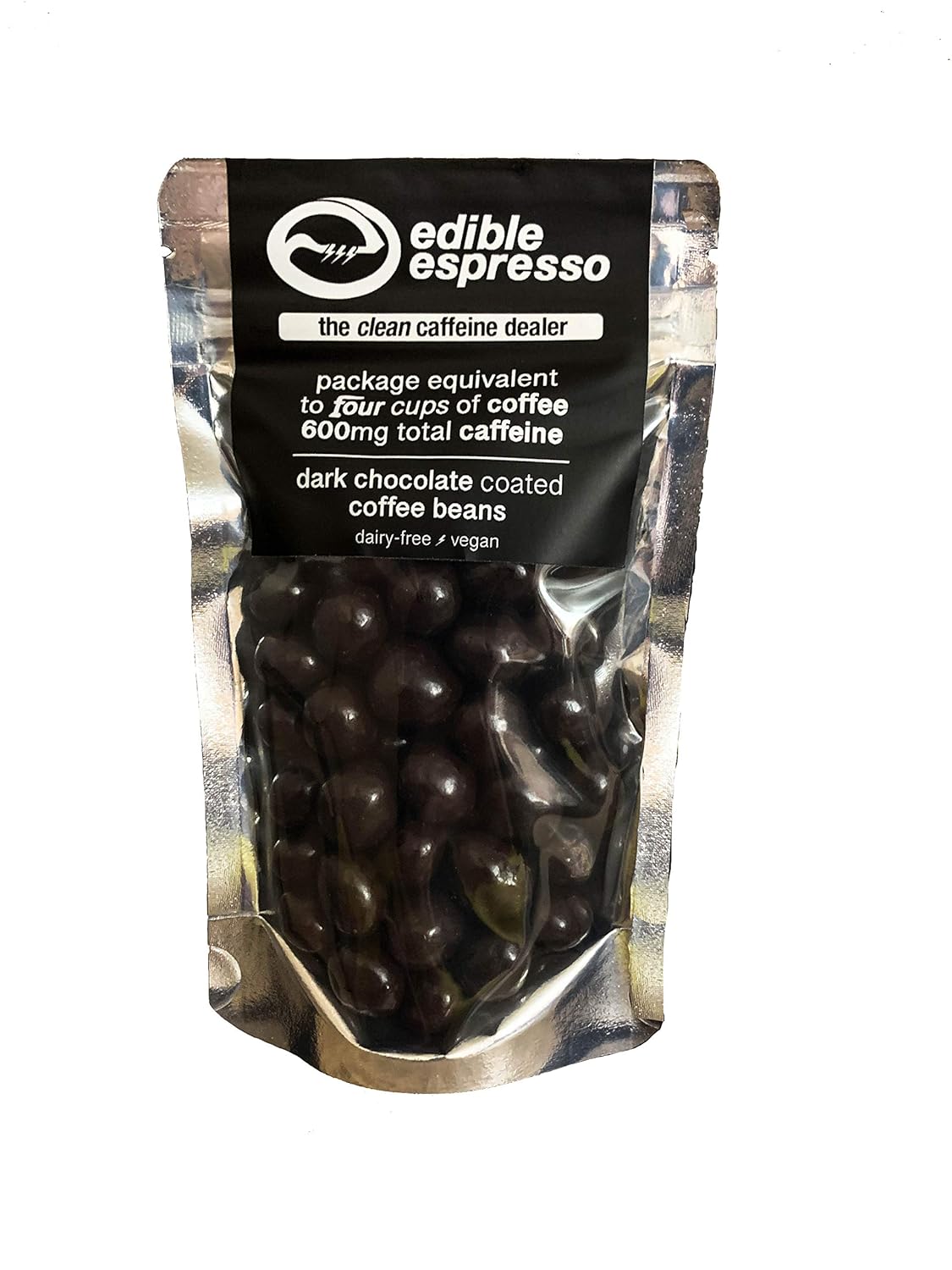 Amazon Com Edible Espresso Dark Chocolate Covered Coffee Beans 6pk 600mg Of Caffeine Per Resealable Bag Equivalent To One Cup Of Coffee Natural Non Gmo Dairy Free Energy Grocery