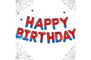 FANGBBO Spider Theme Happy Birthday Banner Party Decorations Balloons Letters Signs Superhero Party Supplies for Boy