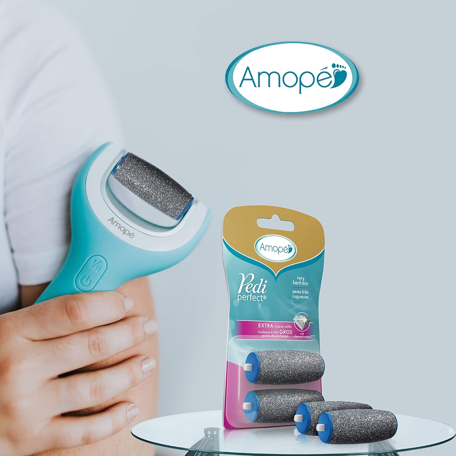 Amope Pedi Perfect Electronic Foot File Refills, Extra Coarse Rollers for Feet, Removes Hard and Dead Skin - 2 Count: Health & Personal Care