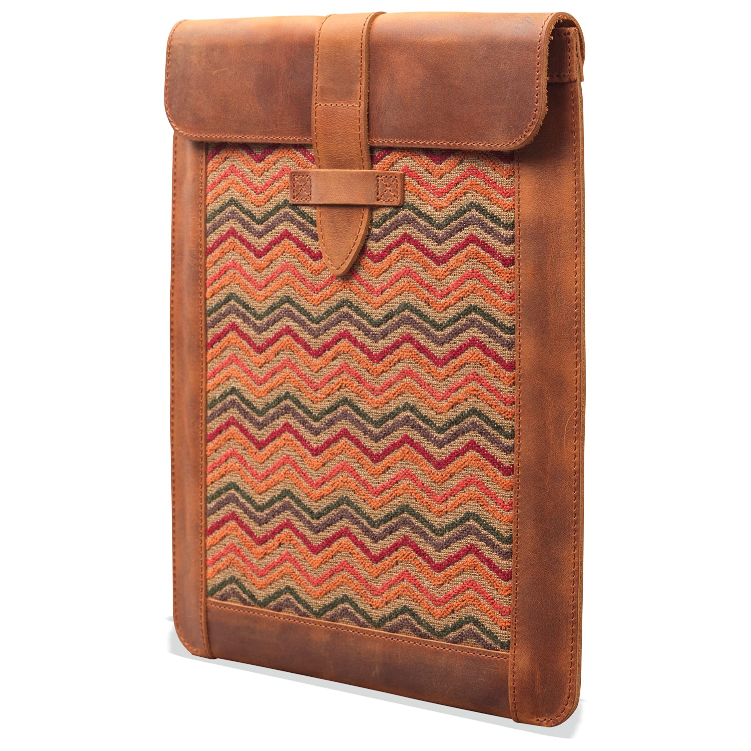 LONDO Genuine Leather Sleeve Bag for Ipad (Camel, Small)
