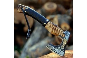 SHINY CRAFTS®- Hand-Forged Viking Axe for Men Leather-Wrapped Handle & Sheath Great for Birthdays, Holidays, or Weddings (SCA-19)