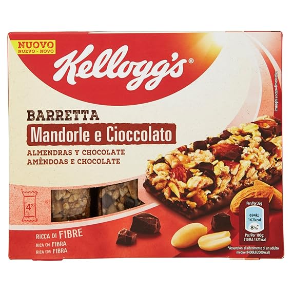 KELLOGG`S barrita de cereales almendras y chocolate caja 128 gr ...