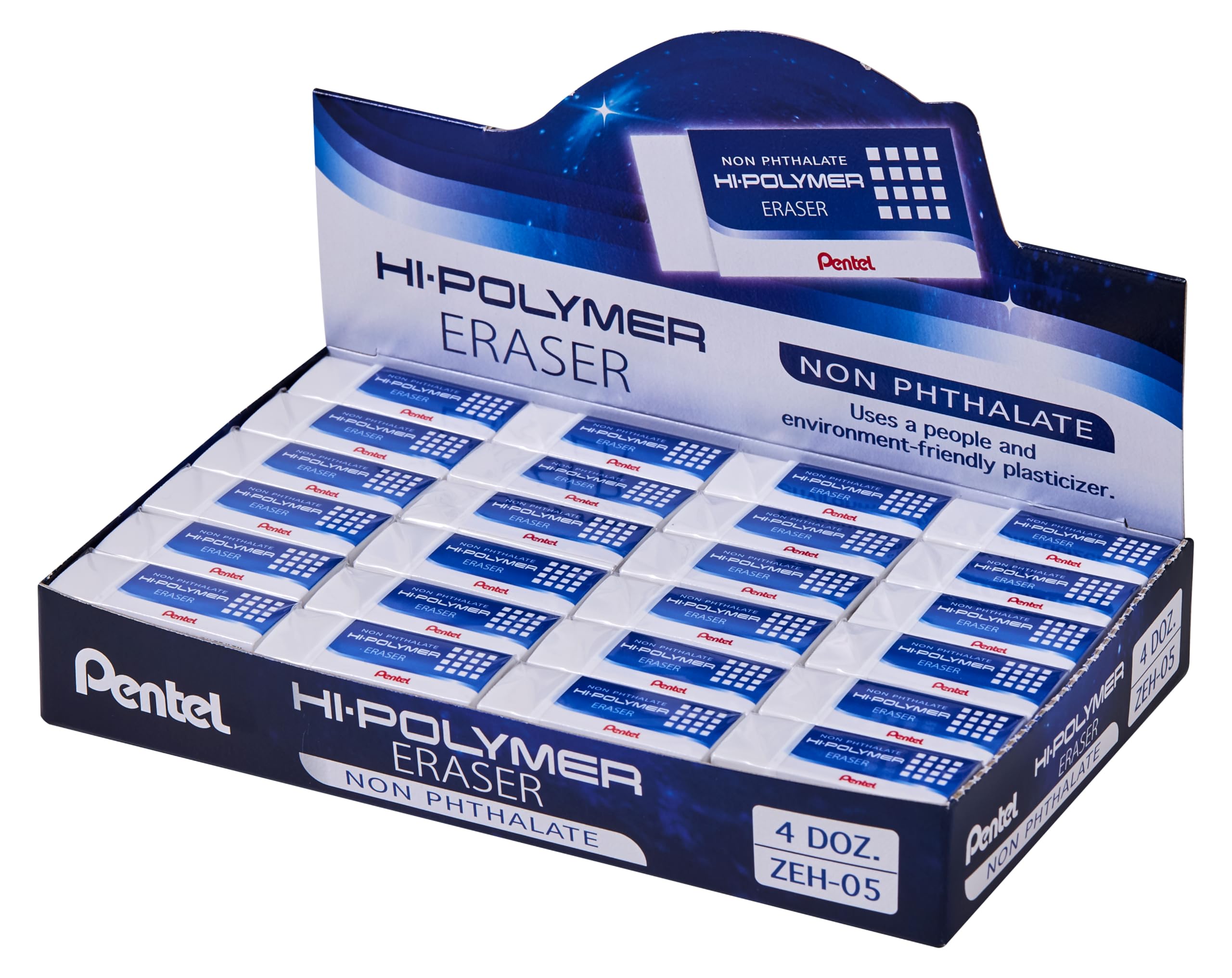 Pentel ZEH05 Small Hi-Polymer Eraser (Pack of 48)