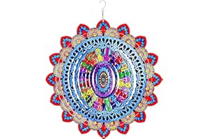 Sinor Wind Spinner for Outdoor Indoor Garden Yard Lawn, Home Decor Gift Hanging Stainless Steel Spinners 3D Art Sculpture Ornaments Kinetic Decoration -Mandala