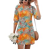 LUYAA Beach Dress Short Summer Dresses for Women 2025 Vacation Womens Casual Flowy Tunic Date Night Flower Dress XL