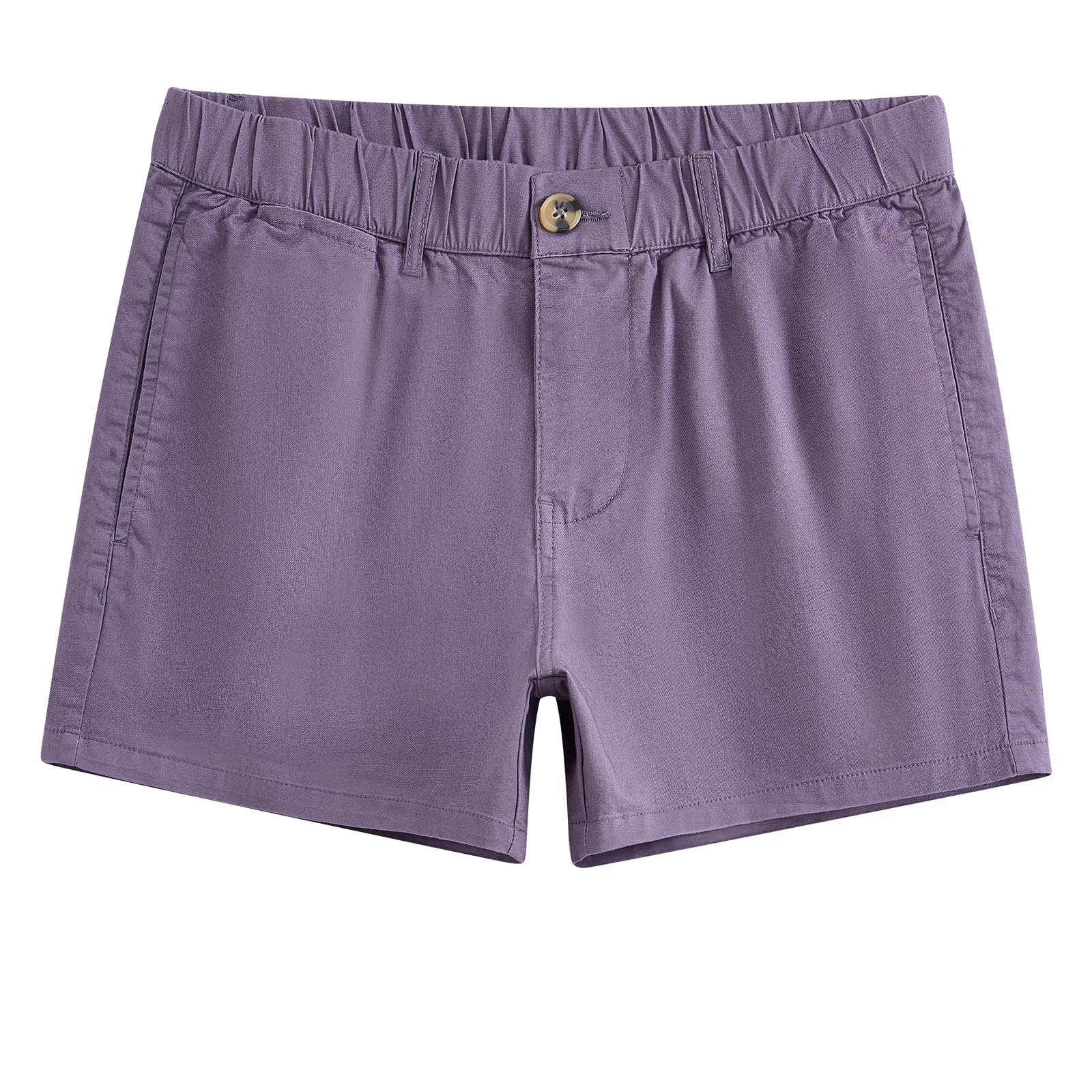 maamgic Men's Shorts Casual 4" Cotton Stretch Classic-fit Khaki Shorts for Men Elastic Waistband Multi-Pocket Men's Golf Shorts Daily Wear Image