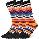 Toe Socks for Men Women Cotton Athletic Running Crew Five Finger Socks Rainbow Stripe Socks
