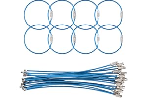 BIDPONDS 25 Pack Wire Keychain Cable,5.9 Inches Nylon Coated Stainless Steel Key Ring,Luggage Tag Loops,2mm Twist Barrel,Light Blue