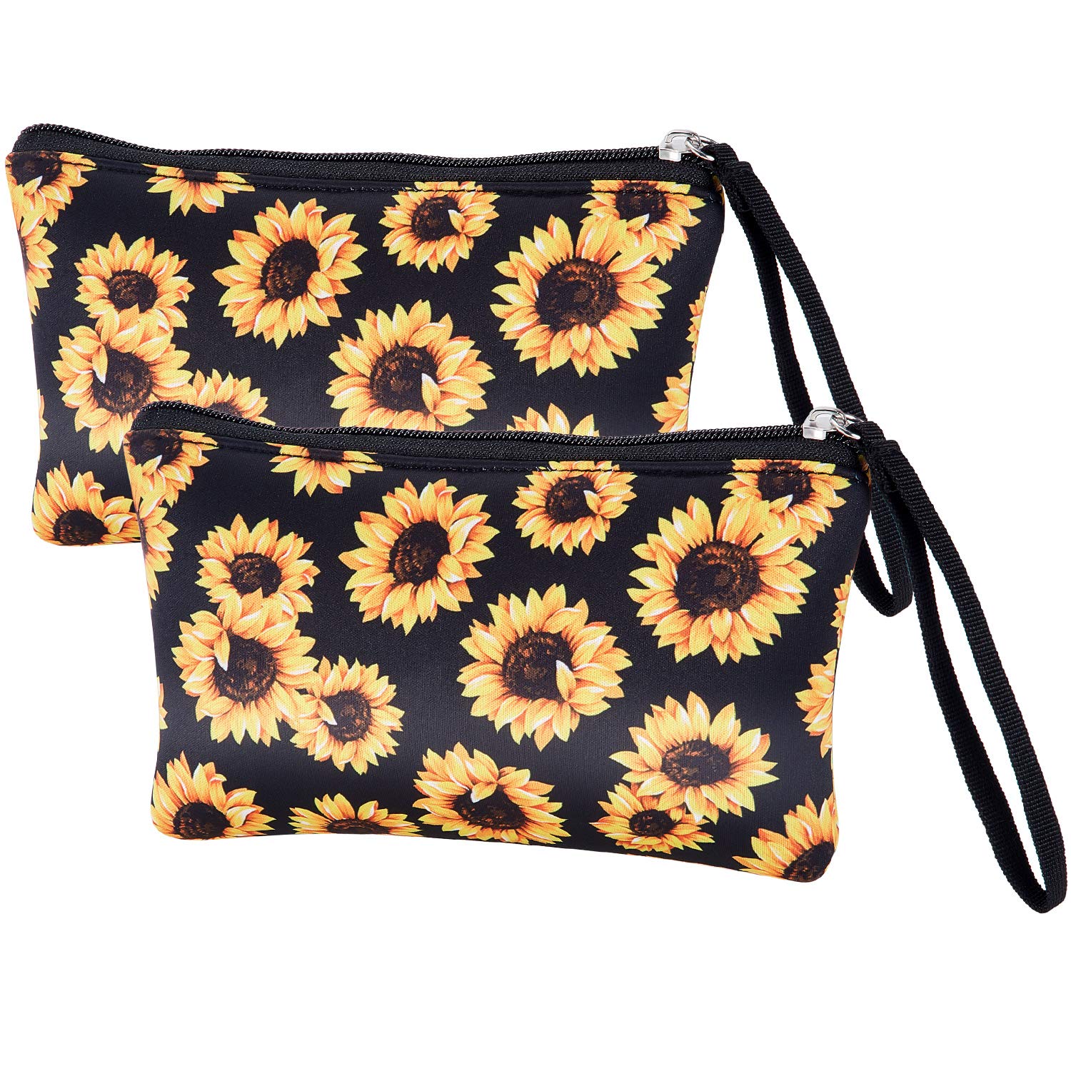 2 Pieces Sunflower Cosmetic Bag Sunflower Makeup Pouch Waterproof Toiletry Travel Makeup Organizer for Women