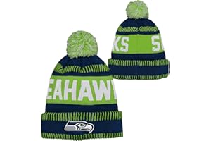 OUTERSTUFF NFL Kids Youth 8-20 One Size Team Color Primary Logo Official Sports Tech Knit Cold Weather Football Pom Beanie Hat