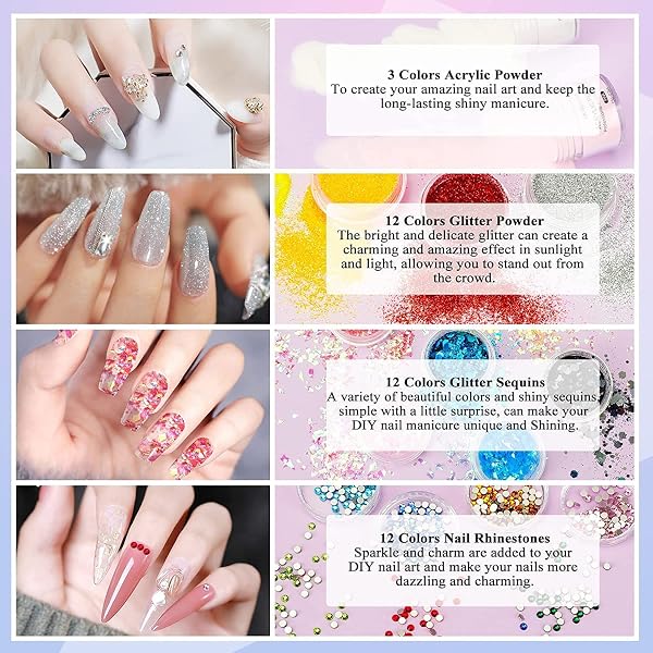MOROVAN NAIL TOOLS WITH GLITTERS POWDER