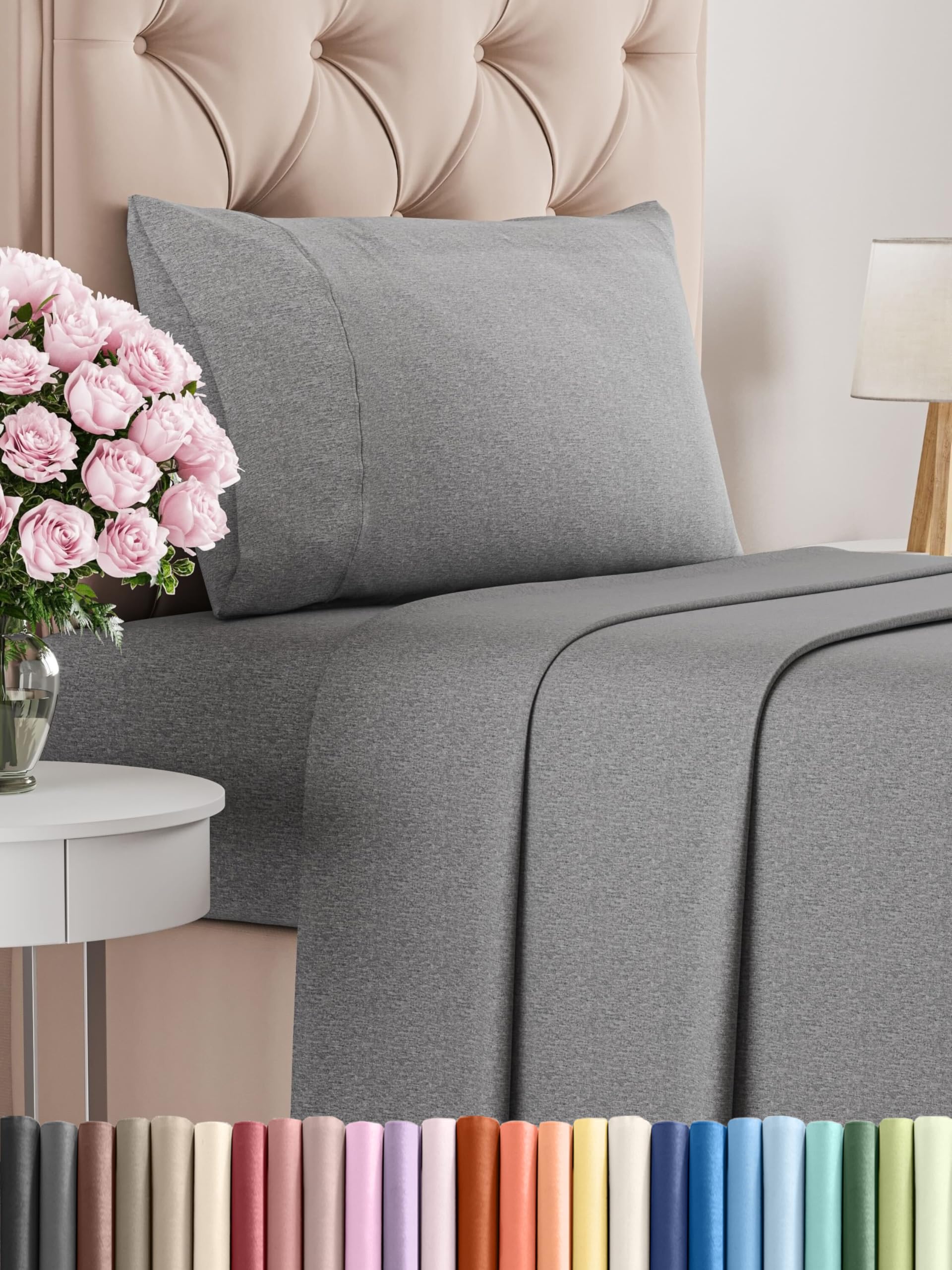 Photo 1 of Twin XL Size 3 Piece Sheet Set - Comfy Breathable & Cooling Bed Sheets Set - Hotel Luxury Bedding for Women, Men, Kids, Teens, Boys & Girls - Deep Pockets and Wrinkle Free - Grey (Heathered Sheets)