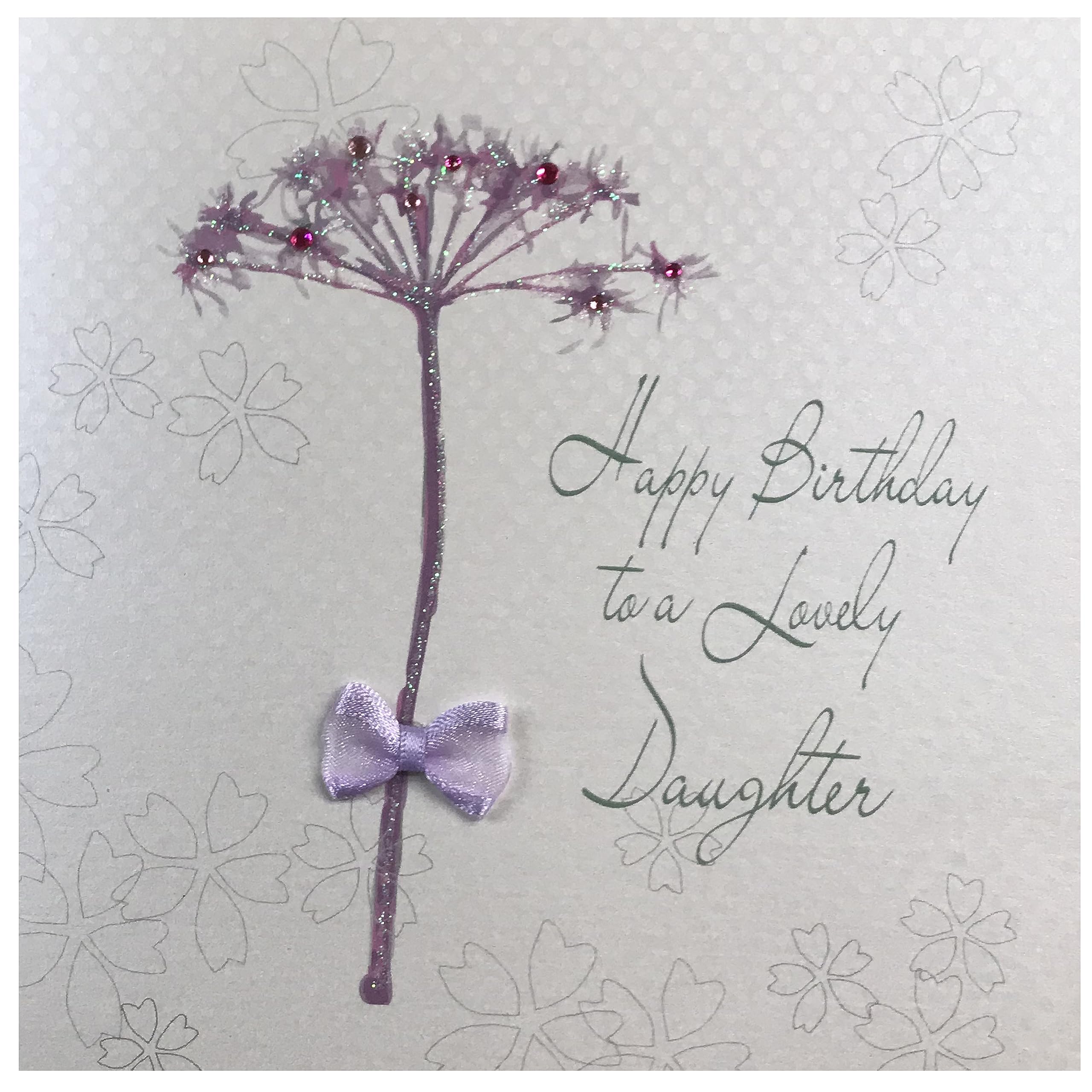 white cotton cards Handmade Happy Birthday Card To A Lovely Daughter Dandelion, White, BD62