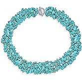 Bling Jewelry Big Chunky Purple Amethyst Pink Quartz Black Onyx Blue Lapis Green Pink Quartz Blue Red Turquoise Gemstone Chips Cluster Multi Strand Statement Bib Collar Necklace For Women