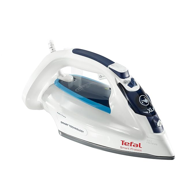 Tefal Smart Protect FV4980 Dampfbügeleisen (2600 Watt, extra Dampfstoß 180 g/min, 0,27 Liter) weiß/blau