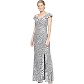 Alex Evenings Womens Off The Shoulder Fit and Flare Dress-lace and Sequined Elegance for Mother of The Bride Or Groom