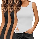 Sweetyweee 3 Pack Women's Thermal Tank Tops Frayed Fleece Underwear Tops Sleeveless Undershirt Camisole Warm Base Layer Vest