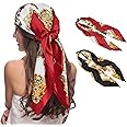 Senker Fashion 35" Head Scarf for Women, Pirate Costume Accessories Silk Red Bandana for Hair Wrapping and Sleeping