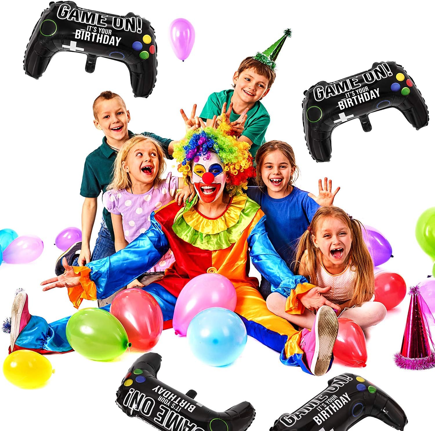 4 Packs Video Game Party Balloons, 23.6 x 15.7 Inch Game on Balloons Video Game Controller Aluminum Foil Balloon for Birthday Party and Game Party Decoration: Toys & Games