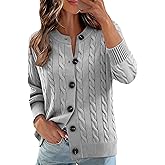 Ivicoer Cardigan Sweaters for Women Cable Knit Long Sleeve Open Front Cardigan Crewneck Trendy Clothes S-XL