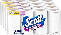 Scott 1000 Trusted Clean Toilet Paper, 32 Rolls, Septic-Safe, 1-Ply Toilet Tissue