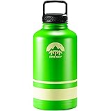64oz Stainless Steel Growler and Vacuum Insulated Wide Mouth Water Bottle by Pine Sky - 2 Lid Package