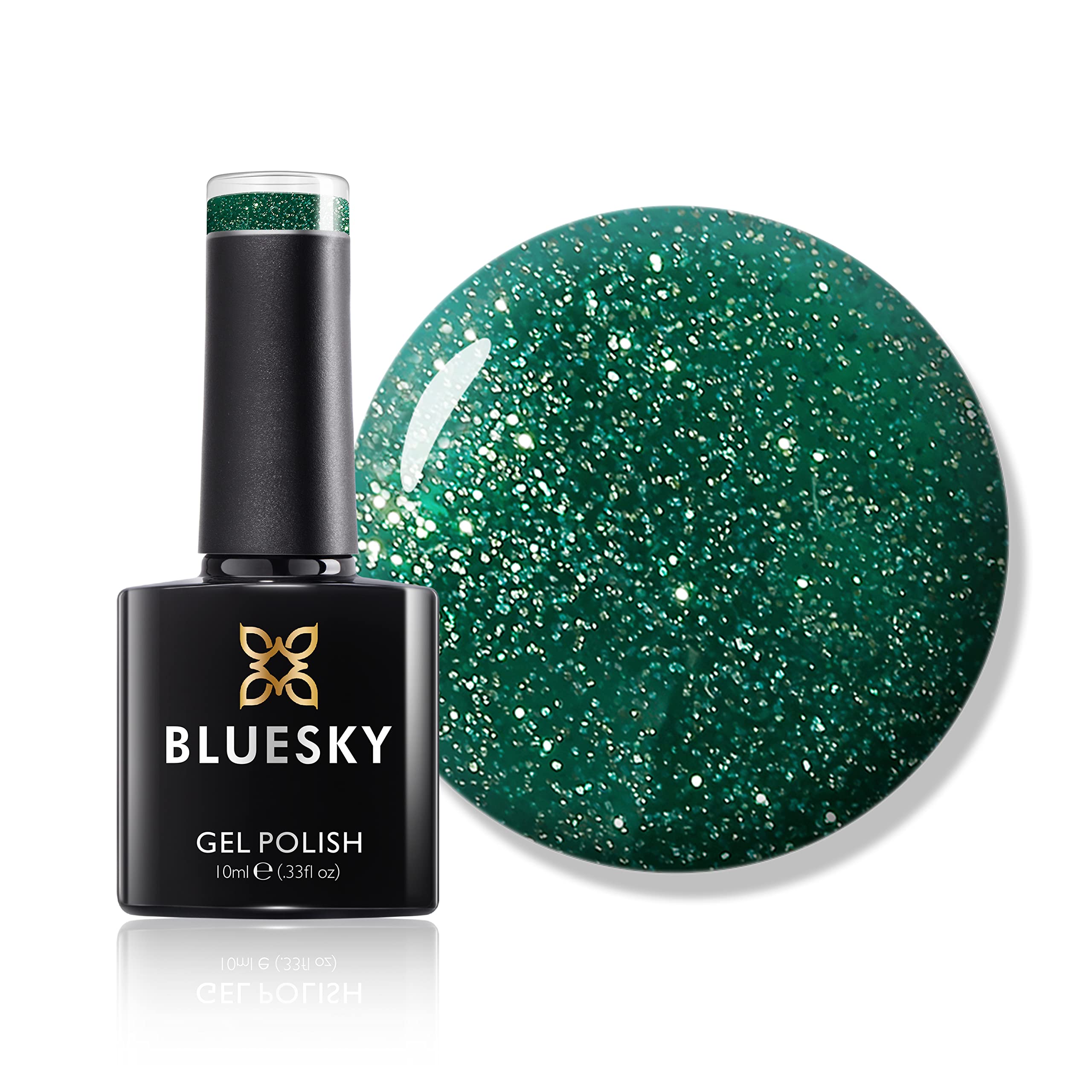 Bluesky Gel Nail Polish, Mistletoe Magic, Green Glitter, Long Lasting, Chip Resistant, 10 ml (Requires Drying Under UV LED Lamp)