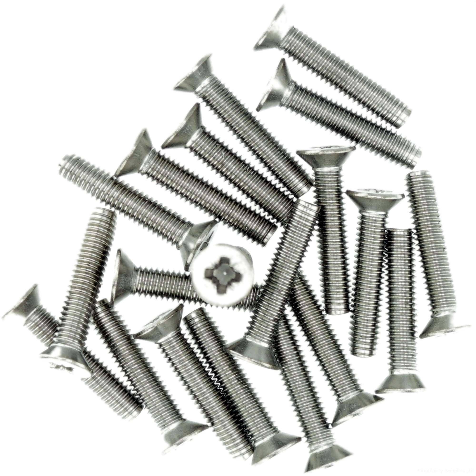 M6 (6mm x 10mm) Pozi Countersunk Thread Rolling Screw - Stainless Steel (A2) (Pack of 20)