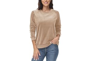 MAGCOMSEN Women's Velour Sweatshirts Crewneck Long Sleeve Casual Pullover Soft Warm Shirts Velvet Tops Winter Fall