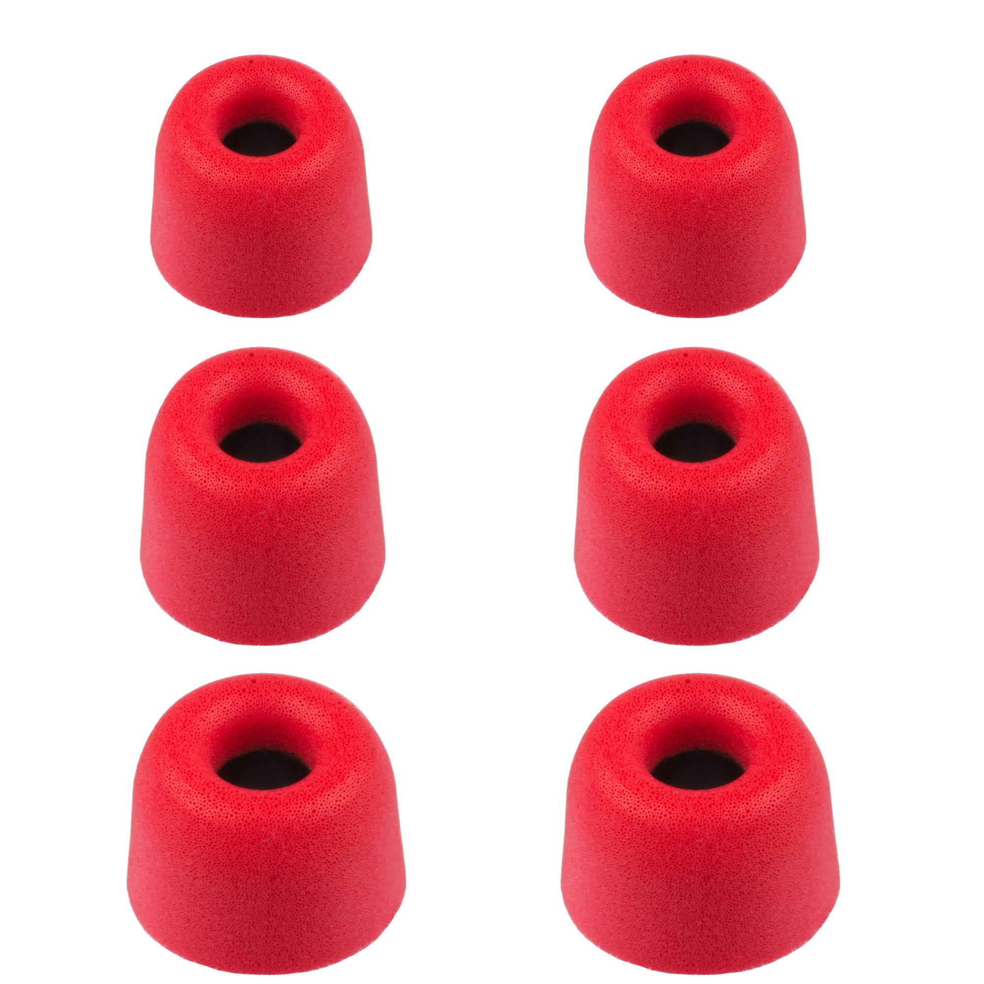 Xcessor Bullet FX-40 Small/Medium/Large Replacement Comfort Foam Earbuds - Red (Pack of 6)