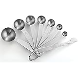 Spring Chef - Round Stainless Steel Measuring Spoons with Handy Leveler, Easy to Read Markings for Measuring Dry or Liquid In
