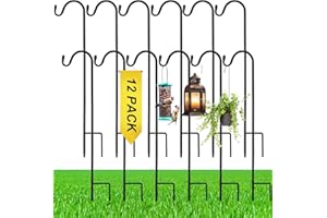 Yetene 12 Pcs 24 Inch Shepherds Hook for Outdoor Adjustable Bird Feeder Pole Metal Steel Shepard Hooks for Hummingbird Stand Feeder Pole for Garden Plant, Lantern, Hanging Wedding Decor