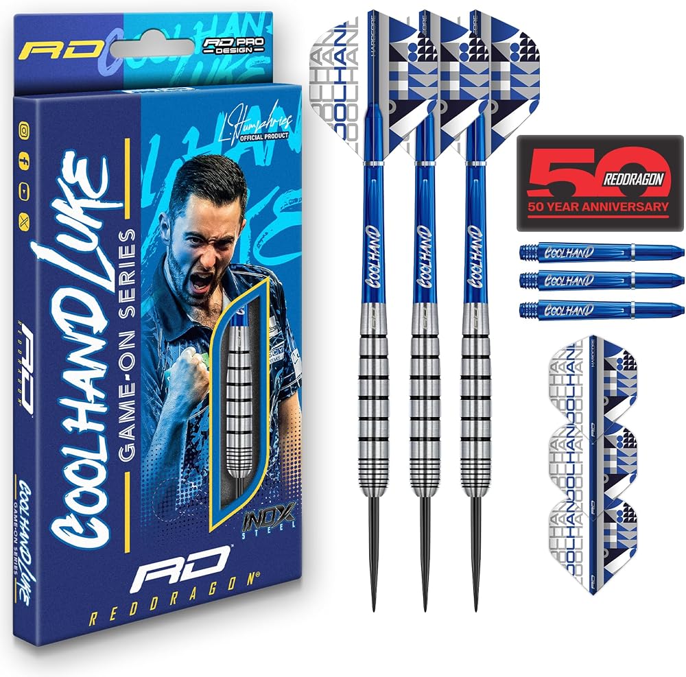 Red Dragon Game On Luke Humphries 20g Inox Steel Tip Darts Set