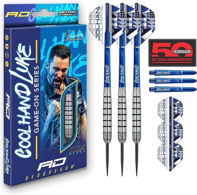 Red Dragon Game On Luke Humphries 20g Inox Steel Tip Darts Set