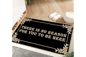 AUSTAB Funny Welcome Mats There is No Reason for You to Be Here Mat for Entrance Indoor and Outdoor Personalized Mats Anti-Slip Novelty Gift Mat 17 x 29 Inch (Black)