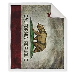 Jekeno California Vintage Flag Sherpa Blanket Print