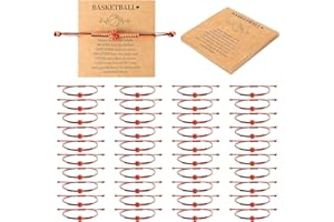 40 Set Basketball Bracelets with Card Gifts, Sports Friendship Charm Bracelets Party Favors, Adjustable Stackable Clay Beaded