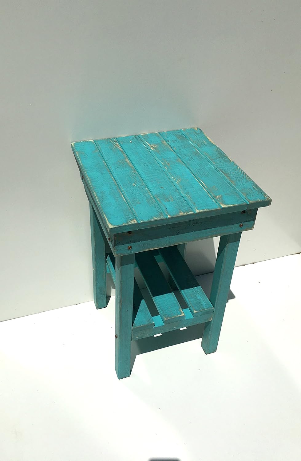 Distressed Night Stand Distressed Turquoise End Table Bed Side Tables Rustic Table Farmhouse Side Table Vintage Wooden Table