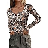 PRETTYGARDEN Women's 2026 Fall Long Sleeve Henley T Shirts Button Ribbed Knit Slim Fit Basic Tops Blouse Casual Outfits