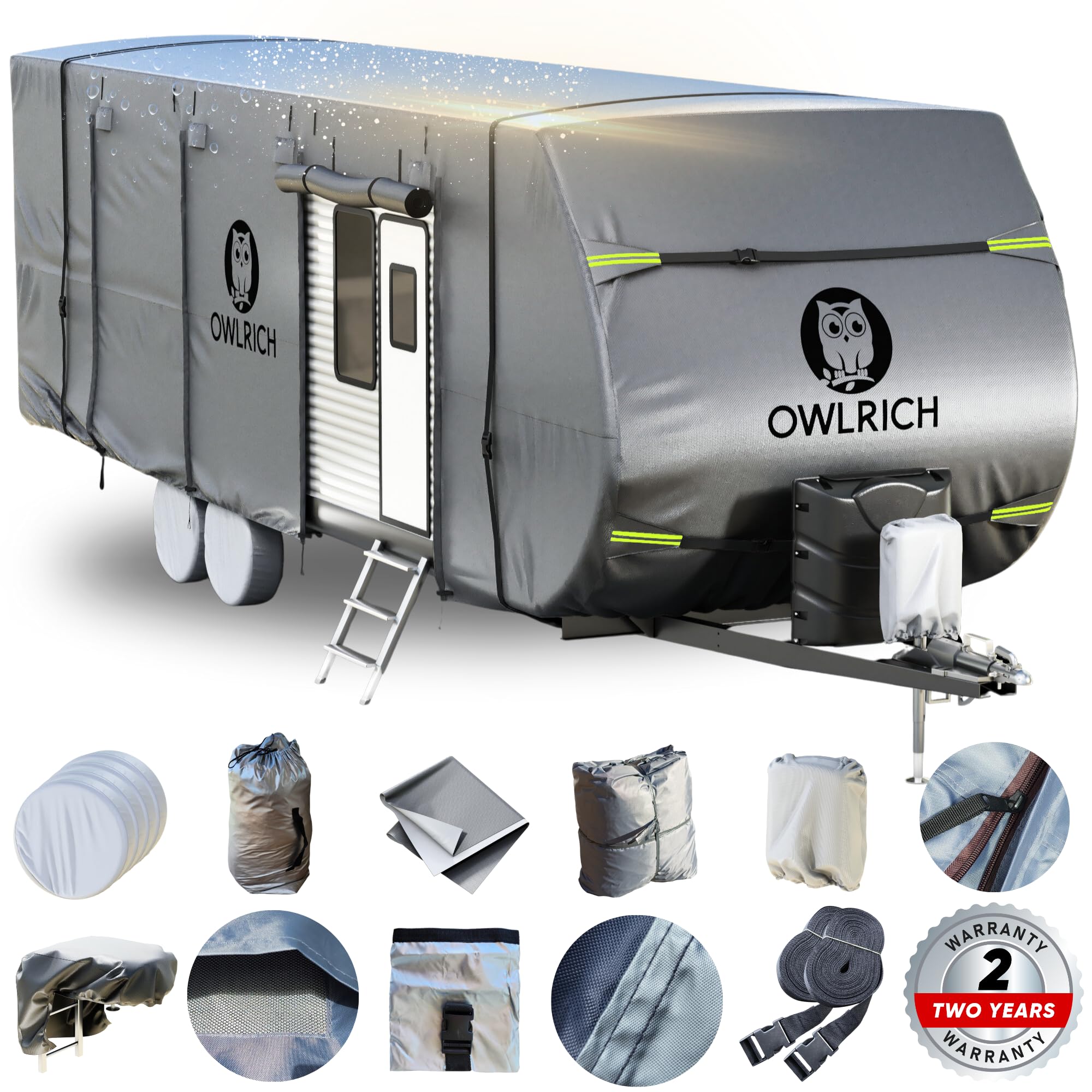 Photo 1 of 600D Polyester Roof-Top Travel Trailer RV Cover. 27’-30’ Weather Resistant, Tearproof Anti-UV Breathable Camper Cover. Easy to Install and Pack, with a Rich Accessories List, Enjoy