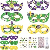 AUGTHEEP 30 Sets Mardi Gras Masks Craft Kits for Kids Carnival DIY Art Craft Make Your Own Mardi Gras Face Masks Party Supplies Home Indoor Game