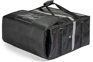 Homevative Insulated Pizza & Food Delivery Bag, fits 4 Large Pizzas or Trays, 20" x 20" x 8", Black