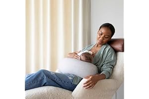 bbhugme Adjustable Nursing Pillow - Breastfeeding, Bottle Feeding, Baby Support - Adjustable Firmness and Fit - Washable Pillow Cover - Grey Melange…
