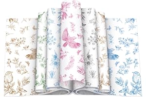 Feifeiya 200 Pcs Floral Wax Paper Sheet for Food Chinoiserie Bird Deli Paper Waterproof Sandwich Wrapping Greaseproof Food Basket Liners for Picnic Party Kitchen Supply, 9.8 x 8.7inch (Floral,Mixing)