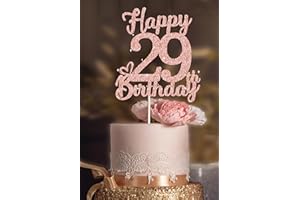 VEEGOOD 29 Birthday Cake Toppers-Rose Gold Glitter, Happy 29th Cake Topper for Men,29 Cake Topper For Women, 29th birthday decorations,29th Birthday Cake Topper Twenty nine