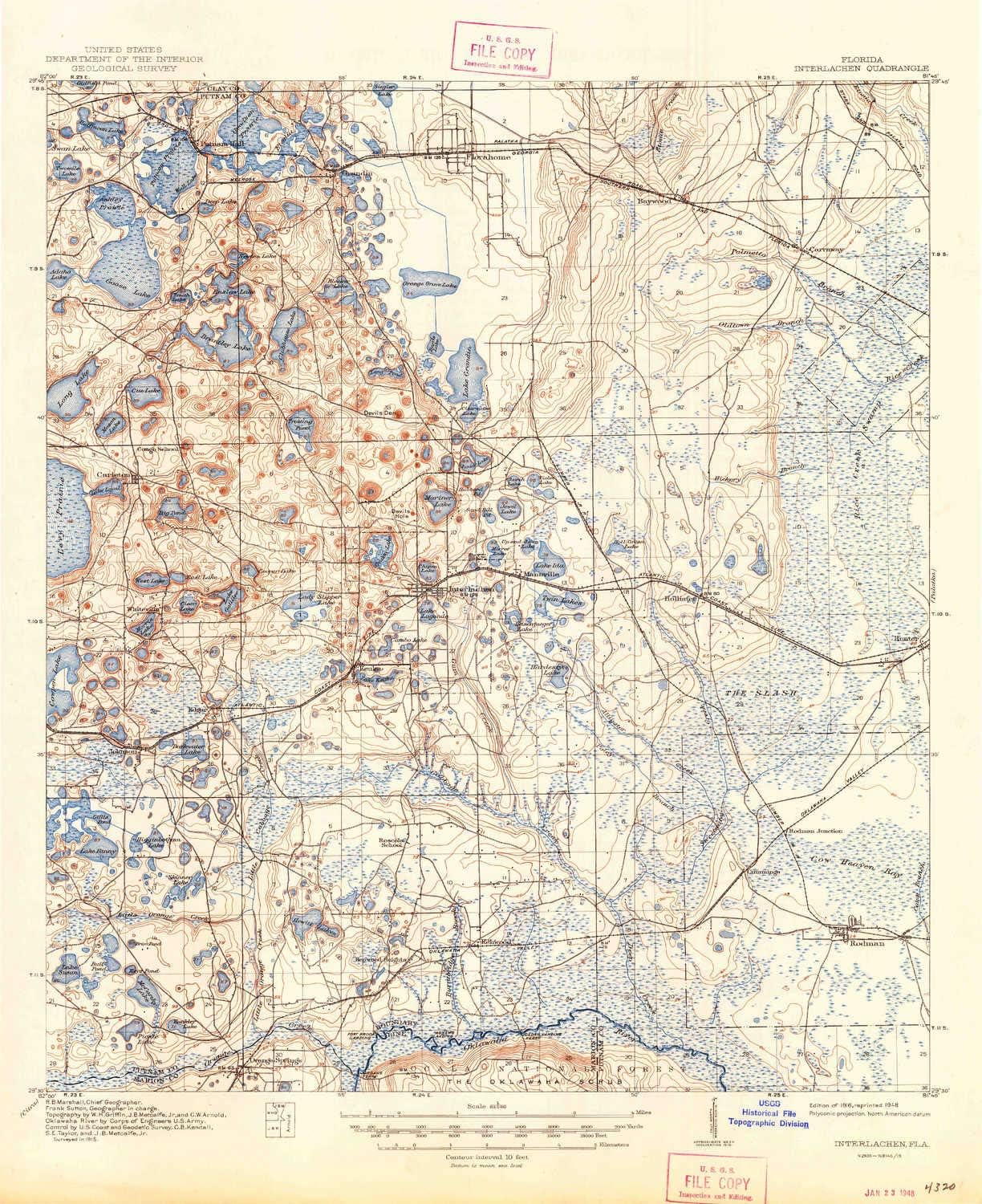 YellowMaps Interlachen FL topo map, 162500 Scale, 15 X 15 Minute, Historical, 1916