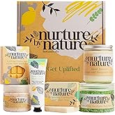 Nurture by Nature RELAX & UPLIFT Spa Kit for Women – Birthday Gifts for Women – 6 Piece Gift Basket with Hand Soap, Body Scrub, Hand Cream & More - Vegan Self Care Kit - Relaxation Gifts for Her