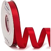 Ribbli Double Faced Red Satin Ribbon,1/2” x Continuous 25 Yards,Use for Bows Bouquet,Gift Wrapping,Floral Arrangement