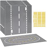 6 Pack Road Base Plates for Building, Compatible with Lego Classic Bricks, 10” x 10” Baseplates Fits for Lego Roads, Road Base Plates for City Sets (Attached DIY Stickers)